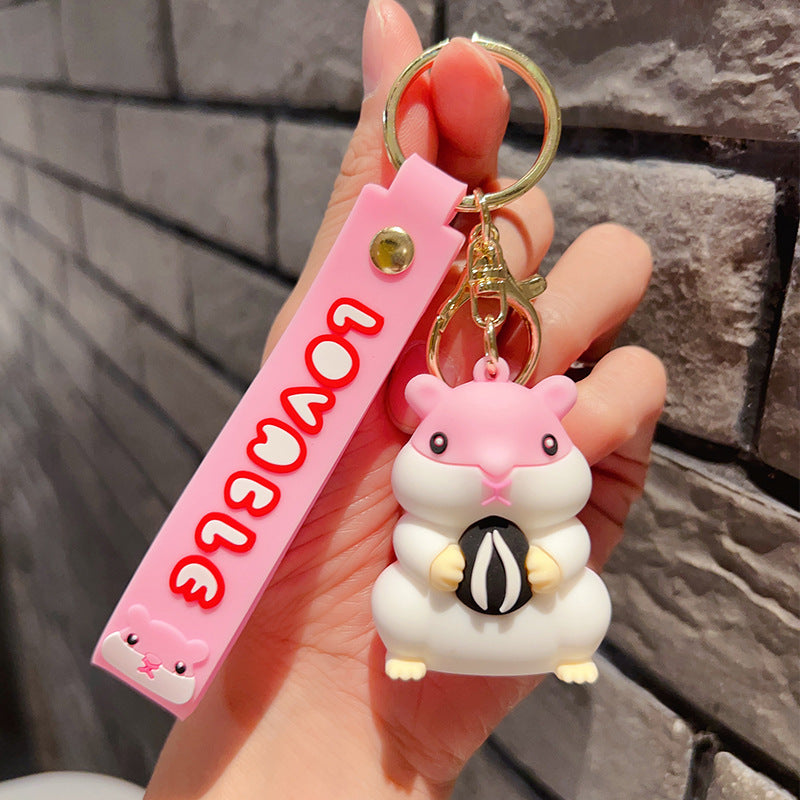 Wholesale Cartoon Animals, Small Hamster Figurines, PVC Keychains
